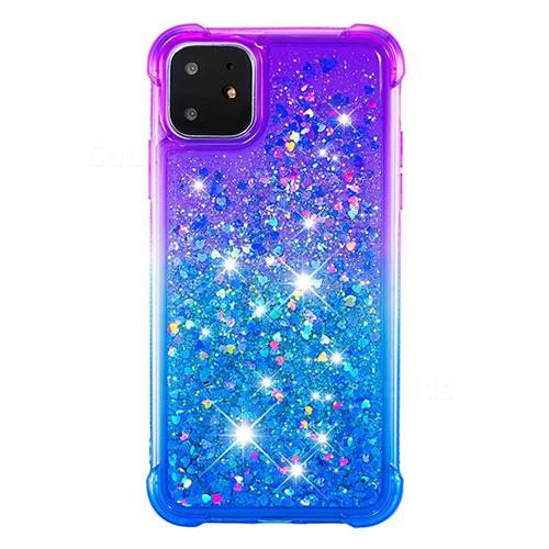 Rainbow Gradient Liquid Glitter Quicksand Sequins Phone Case for iPhone 11 6.1 inch Purple Blue