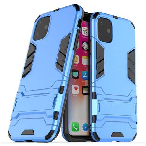 Armor Premium Tactical Grip Kickstand Shockproof Dual Layer Rugged Hard Cover for iPhone 11 (6.1 inch) - Light Blue