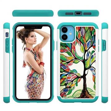 Multicolored Tree Shock Absorbing Hybrid Defender Rugged Phone Case Cover for iPhone 11 (6.1 inch)