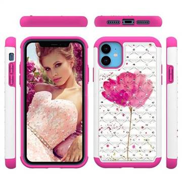 Watercolor Studded Rhinestone Bling Diamond Shock Absorbing Hybrid Defender Rugged Phone Case Cover for iPhone 11 (6.1 inch)