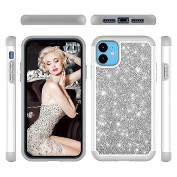 Glitter Rhinestone Bling Shock Absorbing Hybrid Defender Rugged Phone Case Cover for iPhone 11 (6.1 inch) - Gray