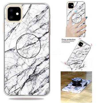 White Marble Pop Stand Holder Varnish Phone Cover for iPhone 11 (6.1 inch)