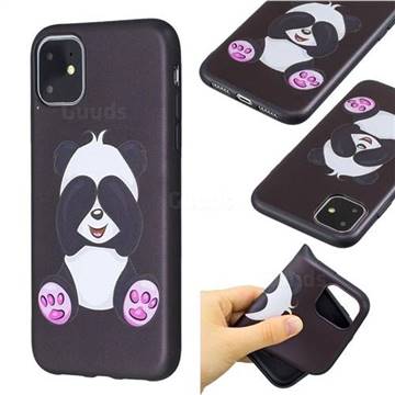 Lovely Panda 3D Embossed Relief Black Soft Back Cover for iPhone 11 (6.1 inch)