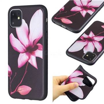 Lotus Flower 3D Embossed Relief Black Soft Back Cover for iPhone 11 (6.1 inch)