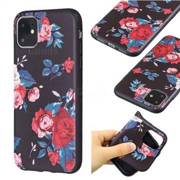Safflower 3D Embossed Relief Black Soft Back Cover for iPhone 11 (6.1 inch)