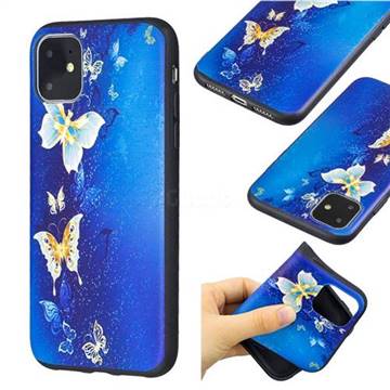 Golden Butterflies 3D Embossed Relief Black Soft Back Cover for iPhone 11 (6.1 inch)