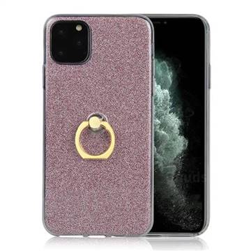 Luxury Soft TPU Glitter Back Ring Cover with 360 Rotate Finger Holder Buckle for iPhone 11 (6.1 inch) - Pink