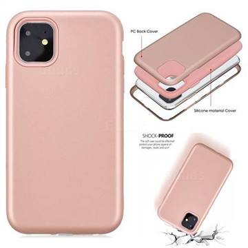 Matte PC + Silicone Shockproof Phone Back Cover Case for iPhone 11 (6.1 inch) - Rose Gold