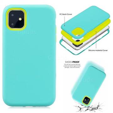 Matte PC + Silicone Shockproof Phone Back Cover Case for iPhone 11 (6.1 inch) - Baby Blue
