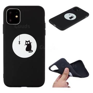 Fish Fishing Cat Chalk Drawing Matte Black TPU Phone Cover for iPhone 11 (6.1 inch)