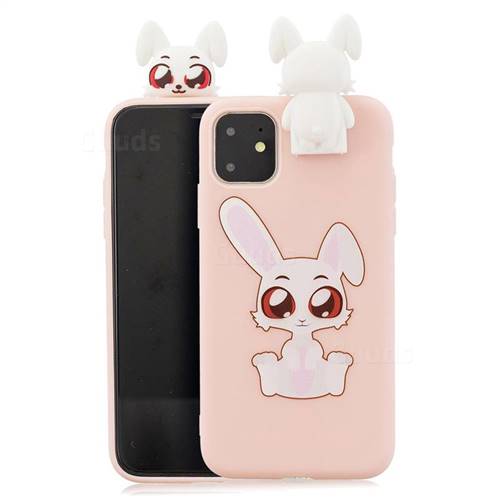 Cute Rabbit Soft 3D Climbing Doll Stand Soft Case for iPhone 11 (6.1 inch)