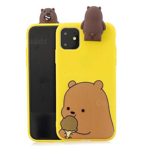 Brown Bear Soft 3D Climbing Doll Stand Soft Case for iPhone 11 (6.1 inch)
