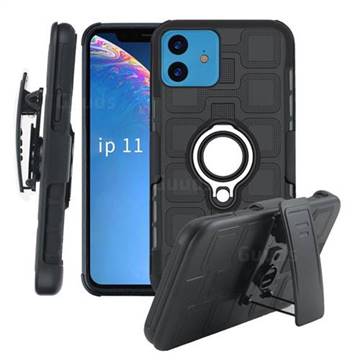 3 in 1 PC + Silicone Leather Phone Case for iPhone 11 (6.1 inch) - Black