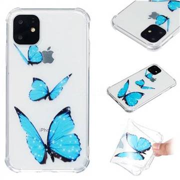 Blue butterfly Anti-fall Clear Varnish Soft TPU Back Cover for iPhone 11 (6.1 inch)