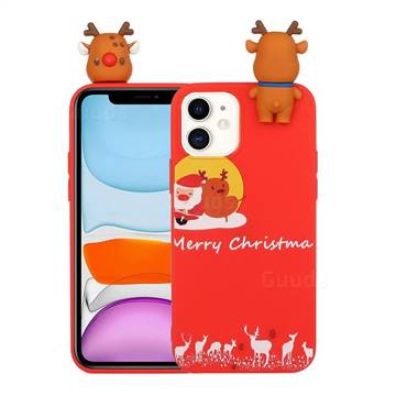 Moon Santa and Elk Christmas Xmax Soft 3D Doll Silicone Case for iPhone 11 (6.1 inch)