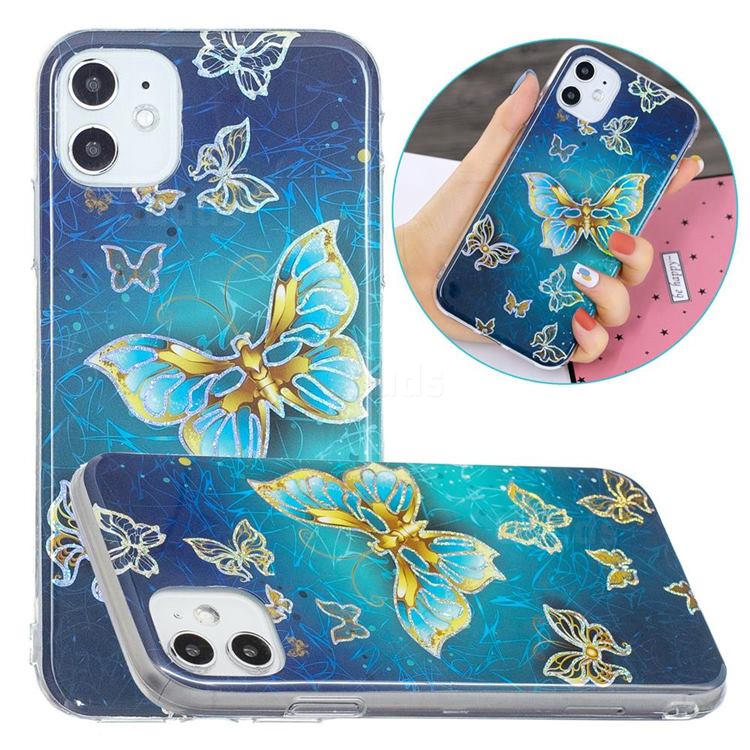 Golden Butterfly Painted Galvanized Electroplating Soft Phone Case Cover for iPhone 11 (6.1 inch)