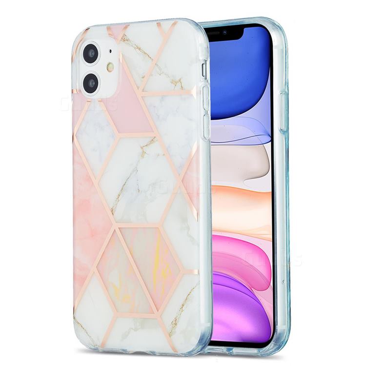 Pink White Marble Pattern Galvanized Electroplating Protective Case Cover for iPhone 11 (6.1 inch)