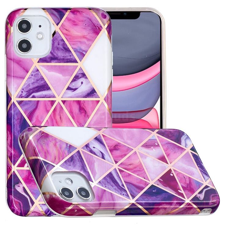 Purple Dream Triangle Painted Marble Electroplating Protective Case for iPhone 11 (6.1 inch)