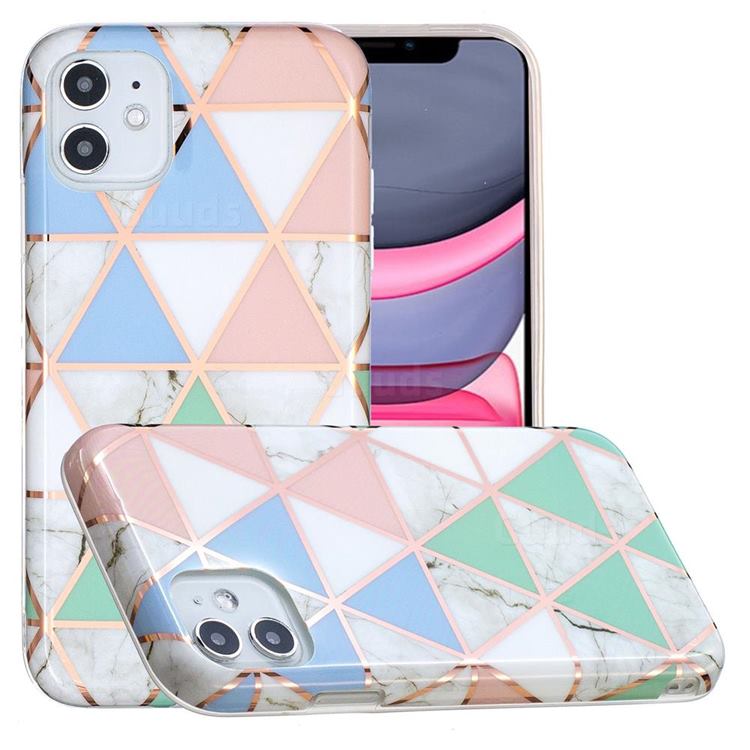 Fresh Triangle Painted Marble Electroplating Protective Case for iPhone 11 (6.1 inch)