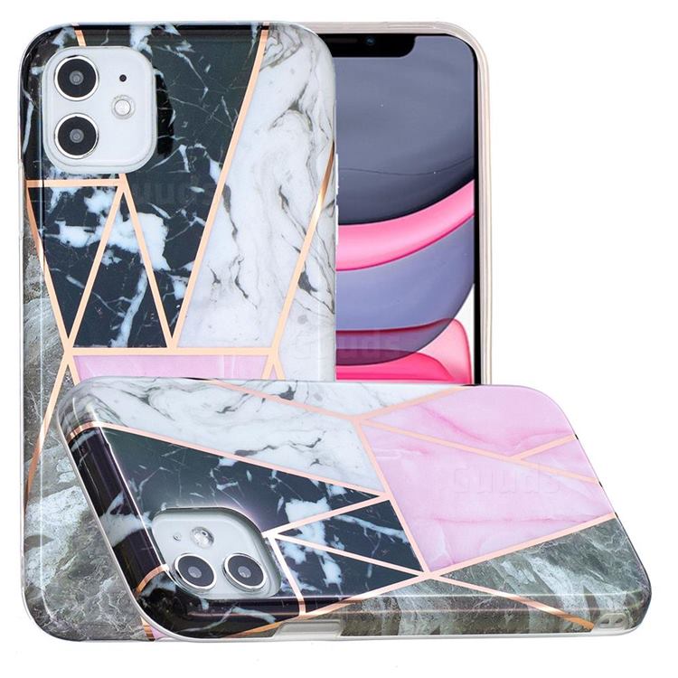 Pink and Black Painted Marble Electroplating Protective Case for iPhone 11 (6.1 inch)