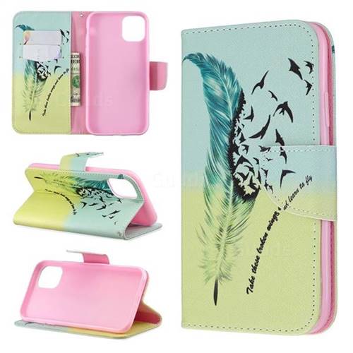 Feather Bird Leather Wallet Case for iPhone 11