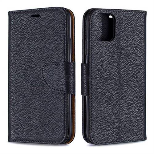 Classic Luxury Litchi Leather Phone Wallet Case for iPhone 11 - Black
