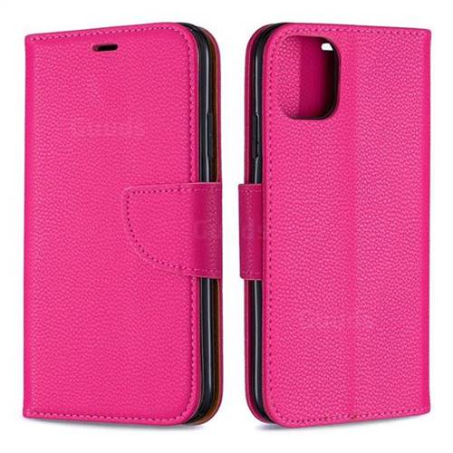 Classic Luxury Litchi Leather Phone Wallet Case for iPhone 11 - Rose