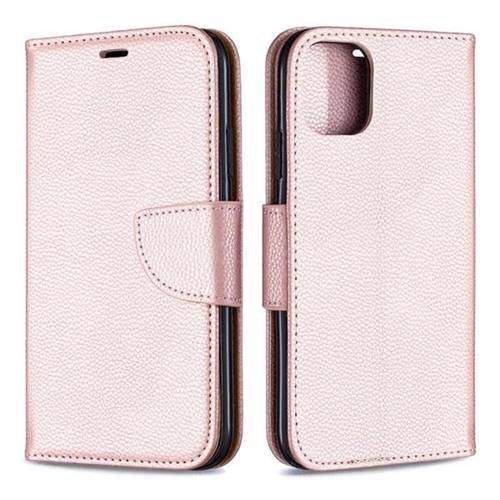 Classic Luxury Litchi Leather Phone Wallet Case for iPhone 11 - Golden