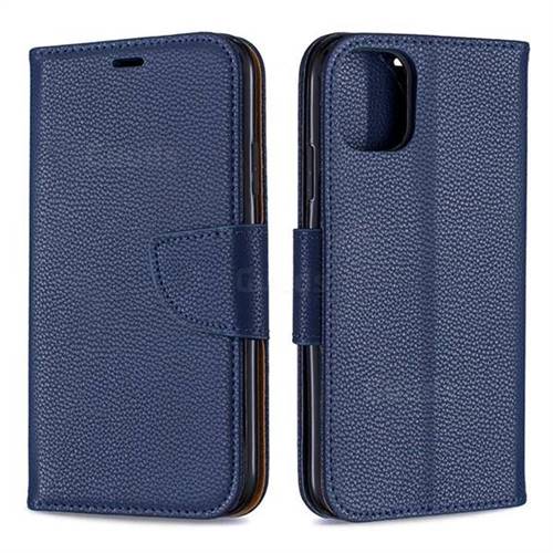 Classic Luxury Litchi Leather Phone Wallet Case for iPhone 11 - Blue