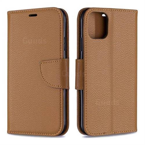 Classic Luxury Litchi Leather Phone Wallet Case for iPhone 11 - Brown