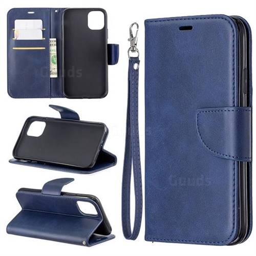 Classic Sheepskin PU Leather Phone Wallet Case for iPhone 11 (6.1 inch) - Blue