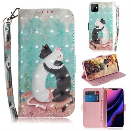 Black and White Cat 3D Painted Leather Wallet Phone Case for iPhone 11 (6.1 inch)