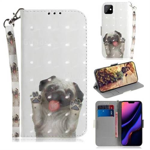 Pug Dog 3D Painted Leather Wallet Phone Case for iPhone 11 (6.1 inch)