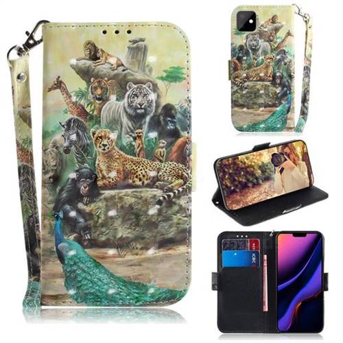 Beast Zoo 3D Painted Leather Wallet Phone Case for iPhone 11 (6.1 inch)
