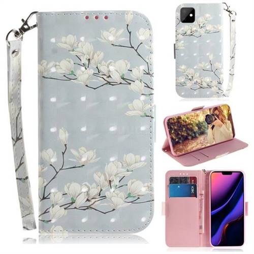 Magnolia Flower 3D Painted Leather Wallet Phone Case for iPhone 11 (6.1 inch)