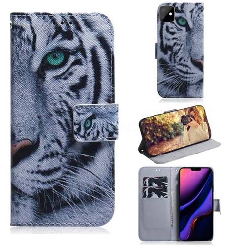 White Tiger PU Leather Wallet Case for iPhone 11 (6.1 inch)