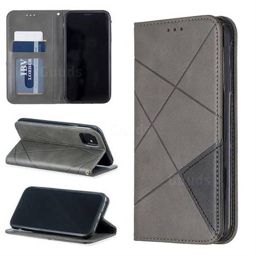 Prismatic Slim Magnetic Sucking Stitching Wallet Flip Cover for iPhone 11 (6.1 inch) - Gray