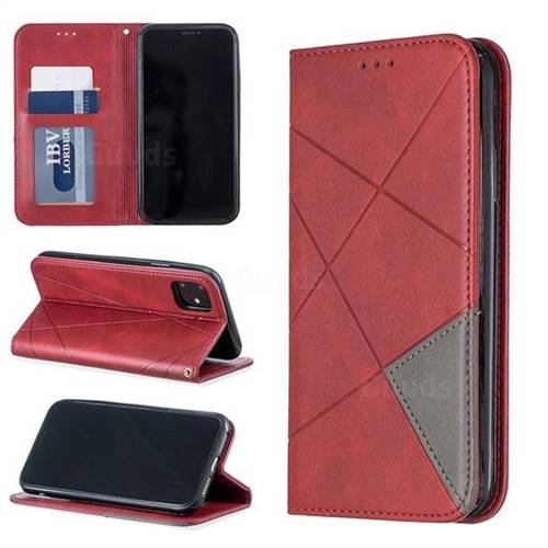 Prismatic Slim Magnetic Sucking Stitching Wallet Flip Cover for iPhone 11 (6.1 inch) - Red