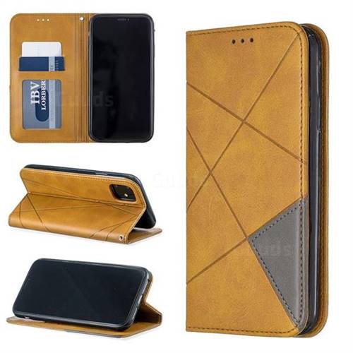 Prismatic Slim Magnetic Sucking Stitching Wallet Flip Cover for iPhone 11 (6.1 inch) - Yellow