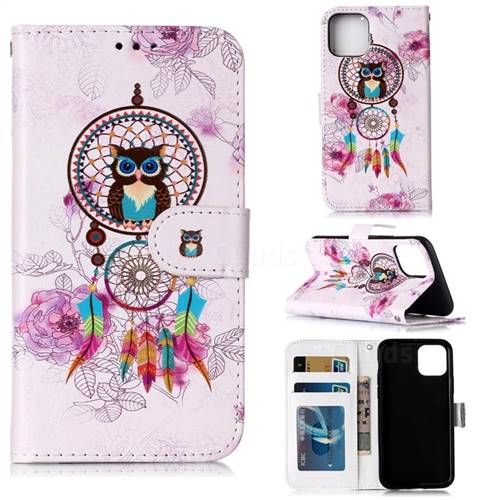Wind Chimes Owl 3D Relief Oil PU Leather Wallet Case for iPhone 11 (6.1 inch)