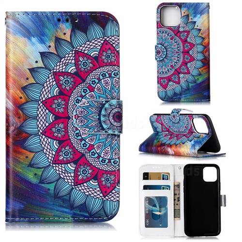 Mandala Flower 3D Relief Oil PU Leather Wallet Case for iPhone 11 (6.1 inch)