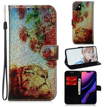 Tiger Rose Laser Shining Leather Wallet Phone Case for iPhone 11 (6.1 inch)