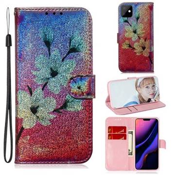 Magnolia Laser Shining Leather Wallet Phone Case for iPhone 11 (6.1 inch)