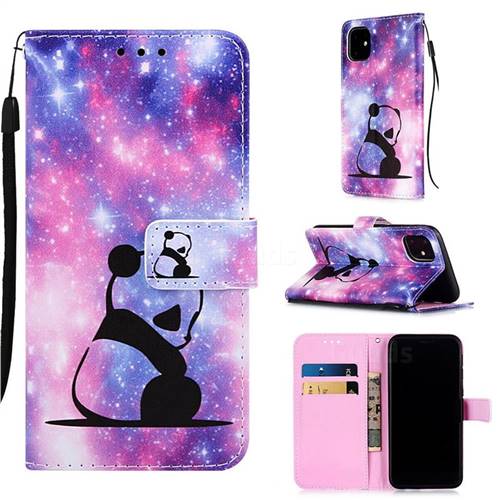 Panda Baby Matte Leather Wallet Phone Case for iPhone 11 (6.1 inch)