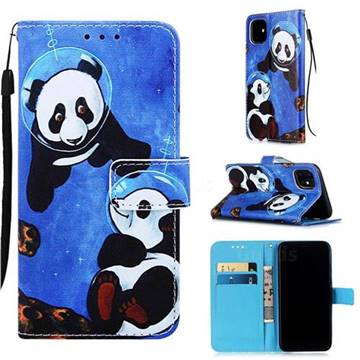 Undersea Panda Matte Leather Wallet Phone Case for iPhone 11 (6.1 inch)
