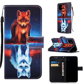 Water Fox Matte Leather Wallet Phone Case for iPhone 11 (6.1 inch)