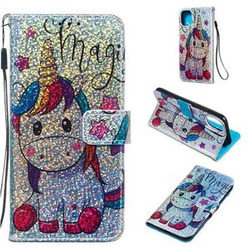 Star Unicorn Sequins Painted Leather Wallet Case for iPhone 11 (6.1 inch)