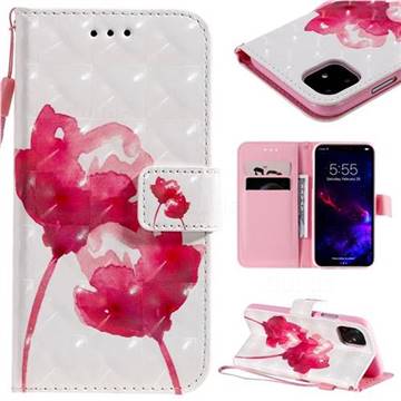 Red Rose 3D Painted Leather Wallet Case for iPhone 11 (6.1 inch)