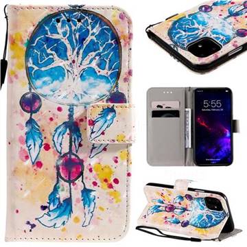 Blue Dream Catcher 3D Painted Leather Wallet Case for iPhone 11 (6.1 inch)