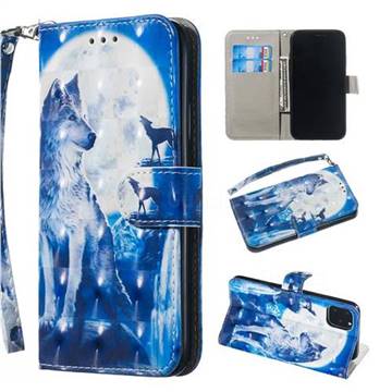 Ice Wolf 3D Painted Leather Wallet Phone Case for iPhone 11 (6.1 inch)